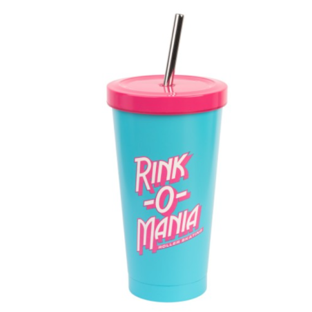 VERRE EN ACIER AVEC PAILLE STRANGER THINGS - RINK-O-MANIA