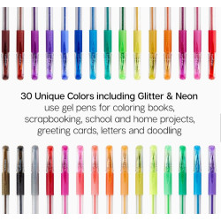 PACK DE 30 STYLOS GEL PAILLETES ET NEONS