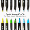 PACK DE 24 COULEURS FEUTRES ACRYLIQUE DOUBLE POINTES KINGART
