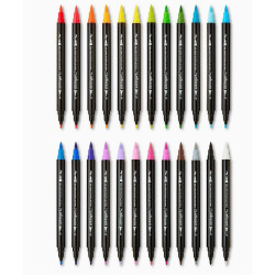 PACK DE 24 COULEURS FEUTRES ACRYLIQUE DOUBLE POINTES KINGART