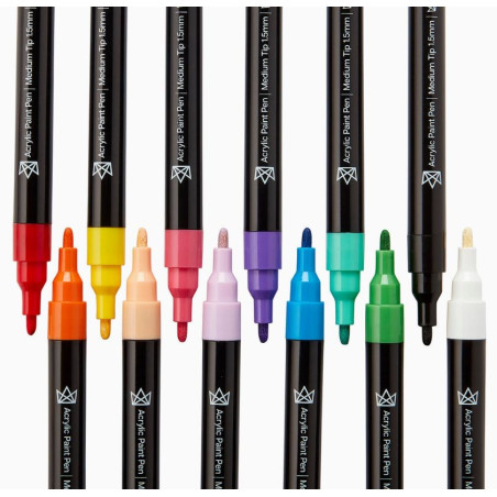 PACK DE 12 FEUTRE ACRYLIQUE POINTE NORMAL KINGART