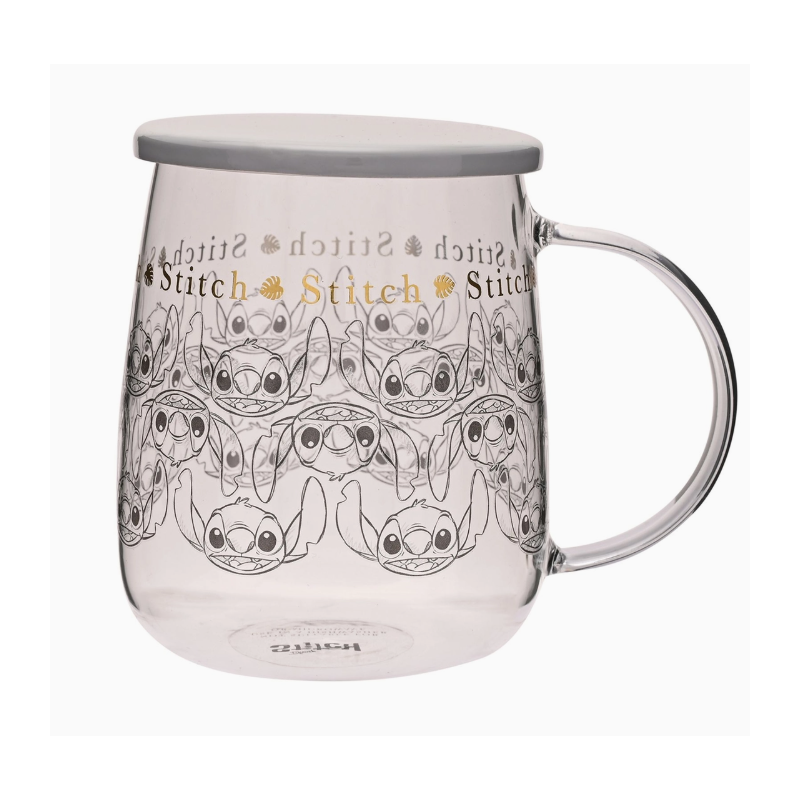 Mug en verre de collection Disney Classic avec couvercle - Stitch