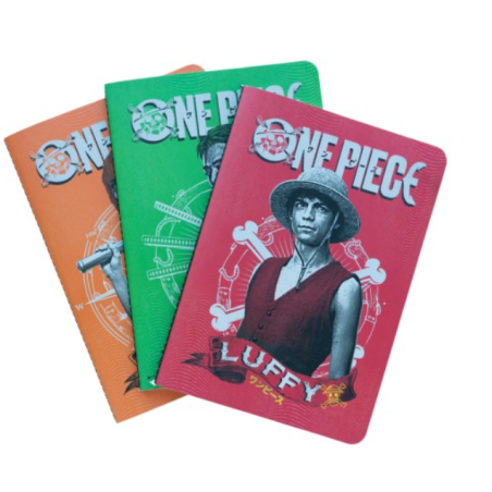PACK 3 CARNETS A5 ONE PIECE NETFLIX - MONKEY D. LUFFY, RORONOA ZORO ET NAMI