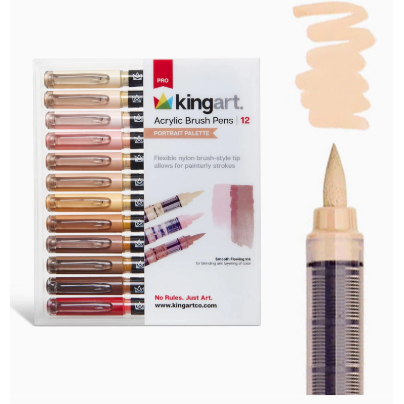 SET DE 12 FEUTRES ACRYLIQUES BRUSH - 12 couleurs SKIN KINGART