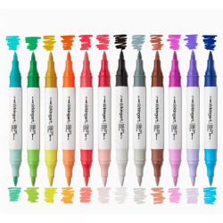 Feutres Acryliques à Double embout Ton 36 Stylos / 72 Couleurs KINGART