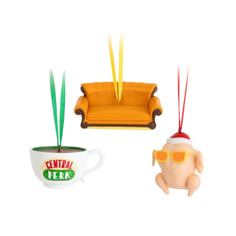 PACK DE 3 DECORATIONS DE NOEL FRIENDS - DINDE, CANAPE ET TASSE CENTRAL PERK