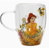 Mug en verre décoratif floral pastel princesse Disney - Belle