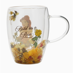 Mug en verre décoratif floral pastel princesse Disney - Belle