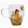 Mug en verre décoratif floral pastel princesse Disney - Belle