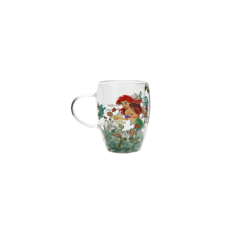 DISNEY PRINCESSES - Ariel - Verre avec Fleurs Sechées