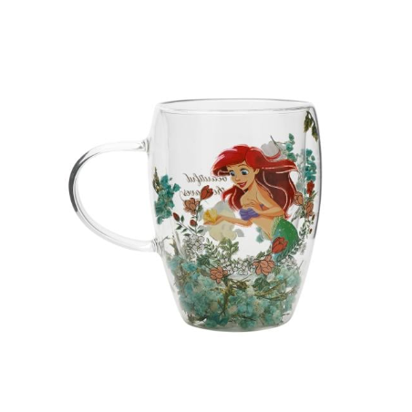 DISNEY PRINCESSES - Ariel - Verre avec Fleurs Sechées