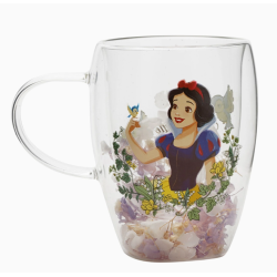 Mug en verre décoratif floral pastel princesse Disney - Blanche-Neige