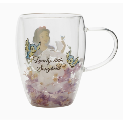 Mug en verre décoratif floral pastel princesse Disney - Blanche-Neige