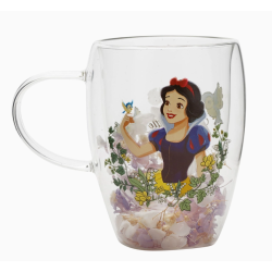 Mug en verre décoratif floral pastel princesse Disney - Blanche-Neige