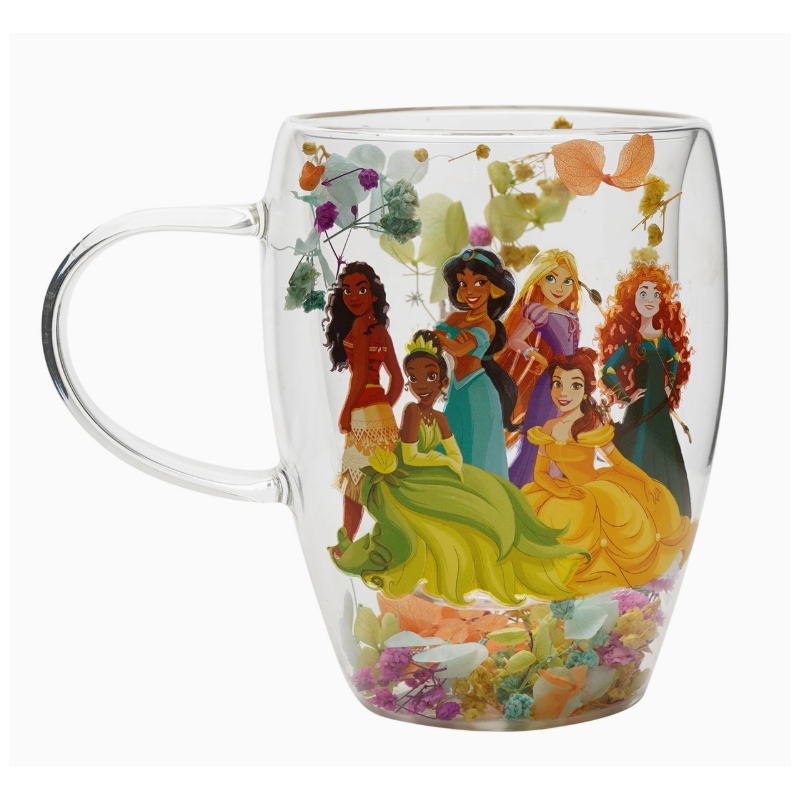 Mug en verre décoratif floral pastel princesse Disney - Multi Princess