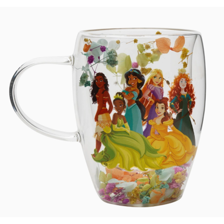 Mug en verre décoratif floral pastel princesse Disney - Multi Princess