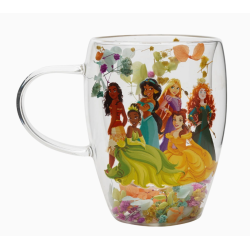 Mug en verre décoratif floral pastel princesse Disney - Multi Princess