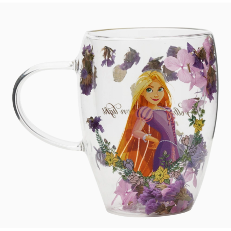 Mug en verre décoratif floral pastel Disney Princesse - Raiponce