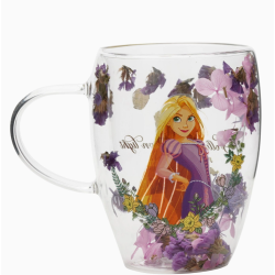 Mug en verre décoratif floral pastel Disney Princesse - Raiponce