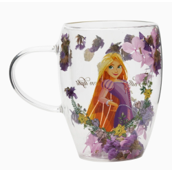 Mug en verre décoratif floral pastel Disney Princesse - Raiponce