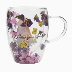 Mug en verre décoratif floral pastel Disney Princesse - Raiponce