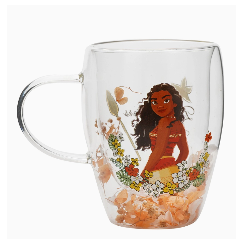 Mug en Verre Décoratif Floral Pastel Princesse Disney - Vaiana