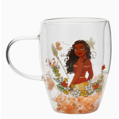 Mug en Verre Décoratif Floral Pastel Princesse Disney - Vaiana