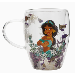 Mug en verre décoratif floral pastel princesse Disney - Jasmine
