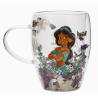Mug en verre décoratif floral pastel princesse Disney - Jasmine