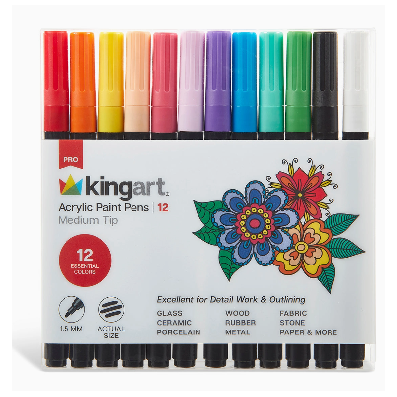 Feutre Acrylique Fin - 12 Couleurs Essentiel KINGART