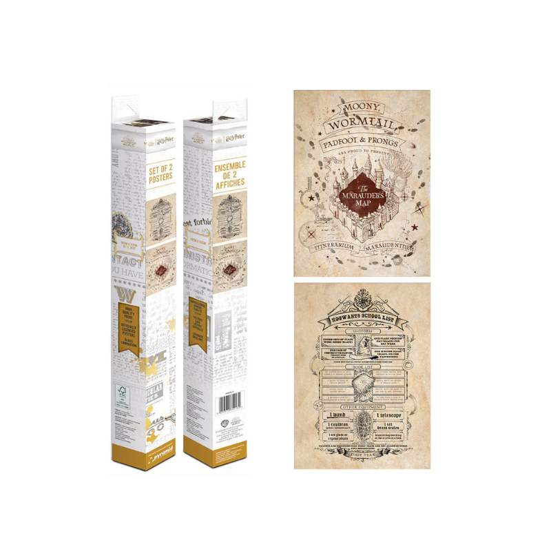 HARRY POTTER - Carte et liste des écoles - Lot de 2 affiches 52 x 38 cm