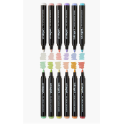 SET DE 12 FEUTRES ACRYLIQUES POINTE NORMAL PASTEL KINGART