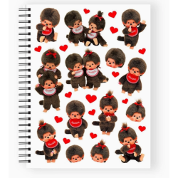 CARNET ROUGE PERSONNAGES MONCHHICHI A SPIRALE