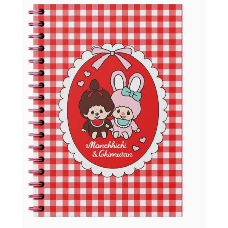 CARNET POUR AUTOCOLLANT VICHY ROUGE MONCHHICHI & CHIMUTAN A SPIRALE