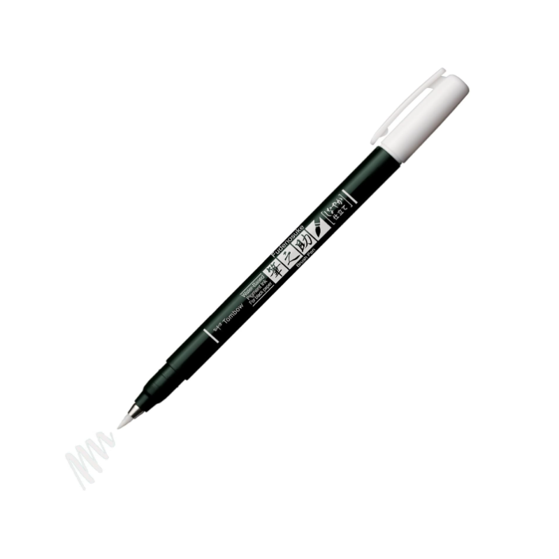 Tombow Fudenosuke Stylo pinceau pastel pour papier noir couleur blanc