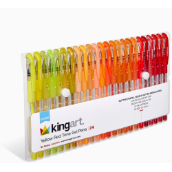 Stylos gel 24 couleurs tons rouges et jaunes