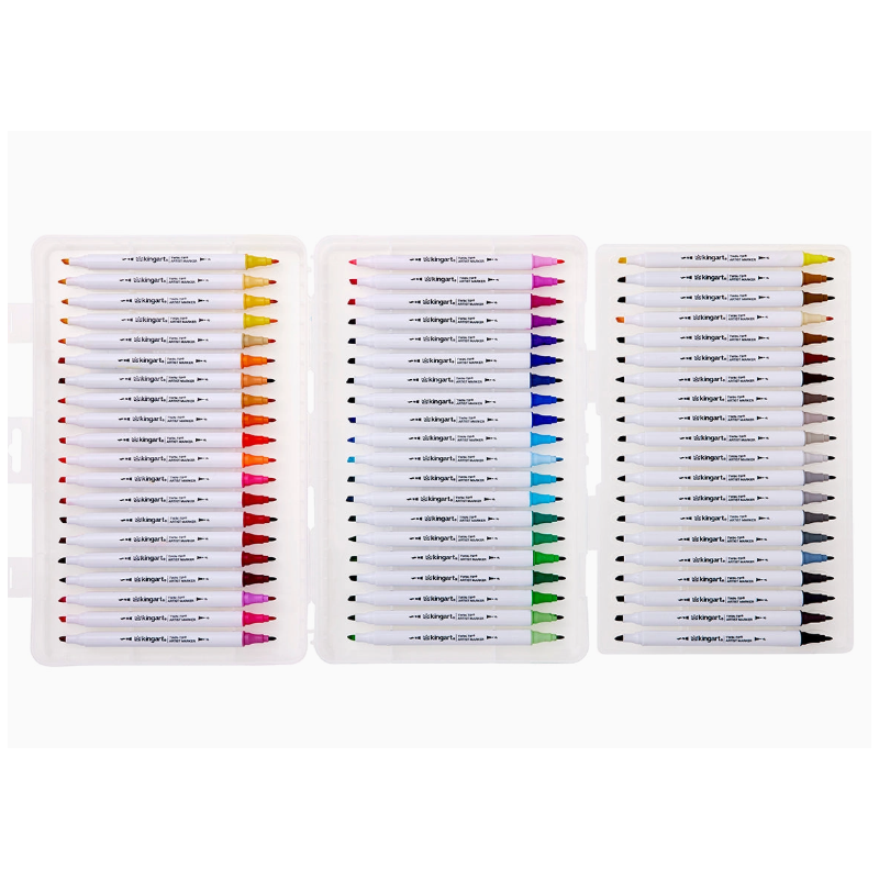 SET DE Marqueurs à alcool Twin-Tip 60 couleurs KINGART