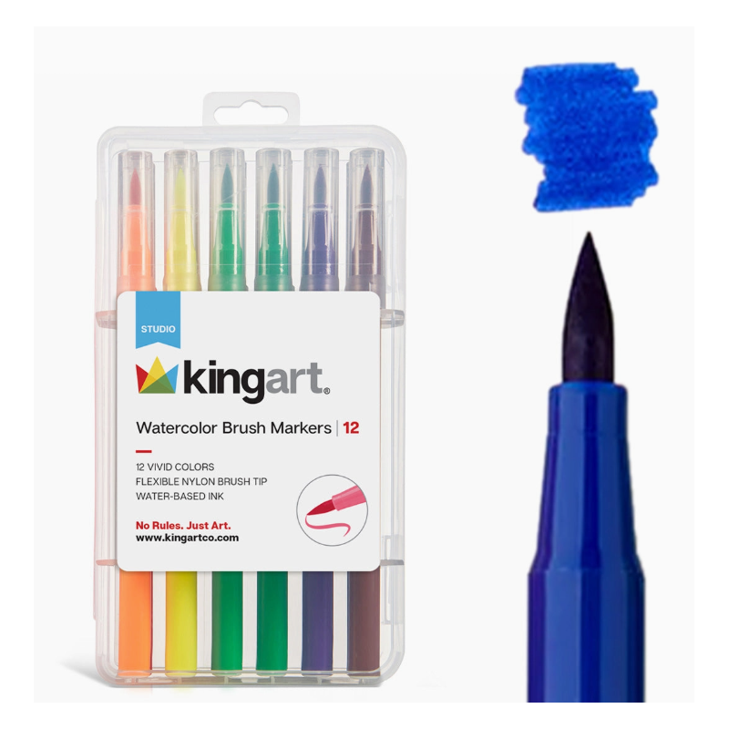 SET DE 12 FEUTRES BRUSH A BASE D'EAU KINGART