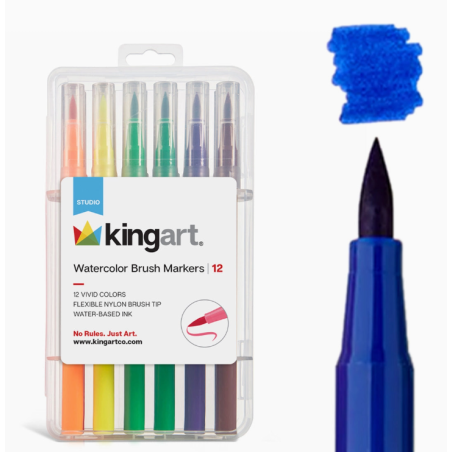 SET DE 12 FEUTRES BRUSH A BASE D'EAU KINGART