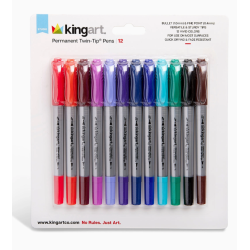 SET DE 12 STYLOS FEUTRES PERMANENT DOUBLE POINTES KINGART
