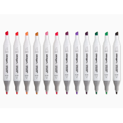 SET DE 12 FEUTRES ALCOOL PACK FLORAL DOUBLE POINTE KINGART