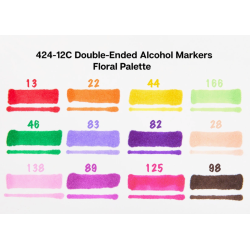 SET DE 12 FEUTRES ALCOOL PACK FLORAL DOUBLE POINTE KINGART