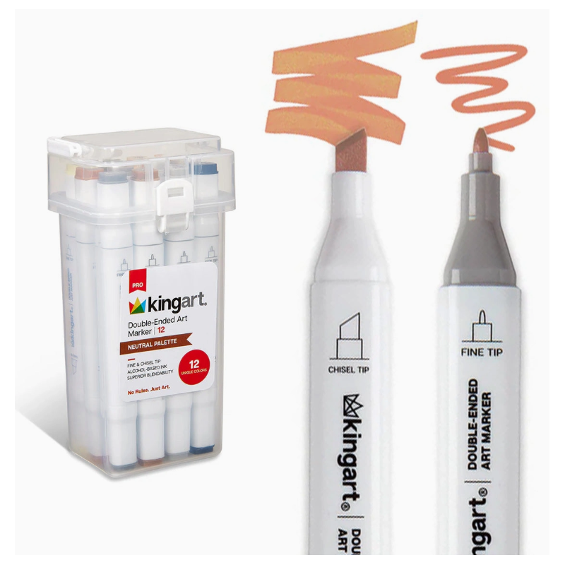 SET DE 12 FEUTRES ALCOOL PACK NEUTRAL DOUBLE POINTE KINGART