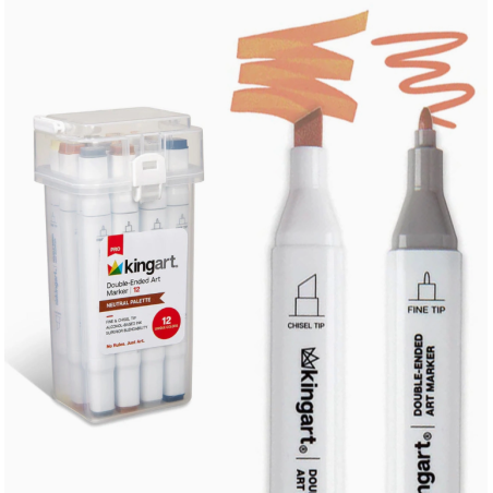 SET DE 12 FEUTRES ALCOOL PACK NEUTRAL DOUBLE POINTE KINGART