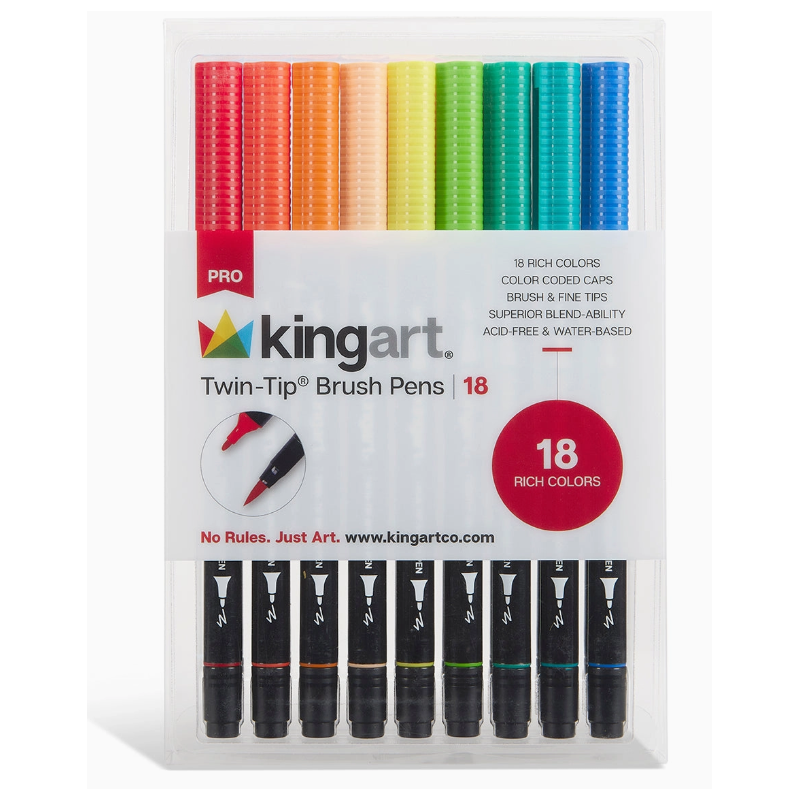 Set de Stylos Pinceaux Twin-Tip™ 18 Couleurs KINGART