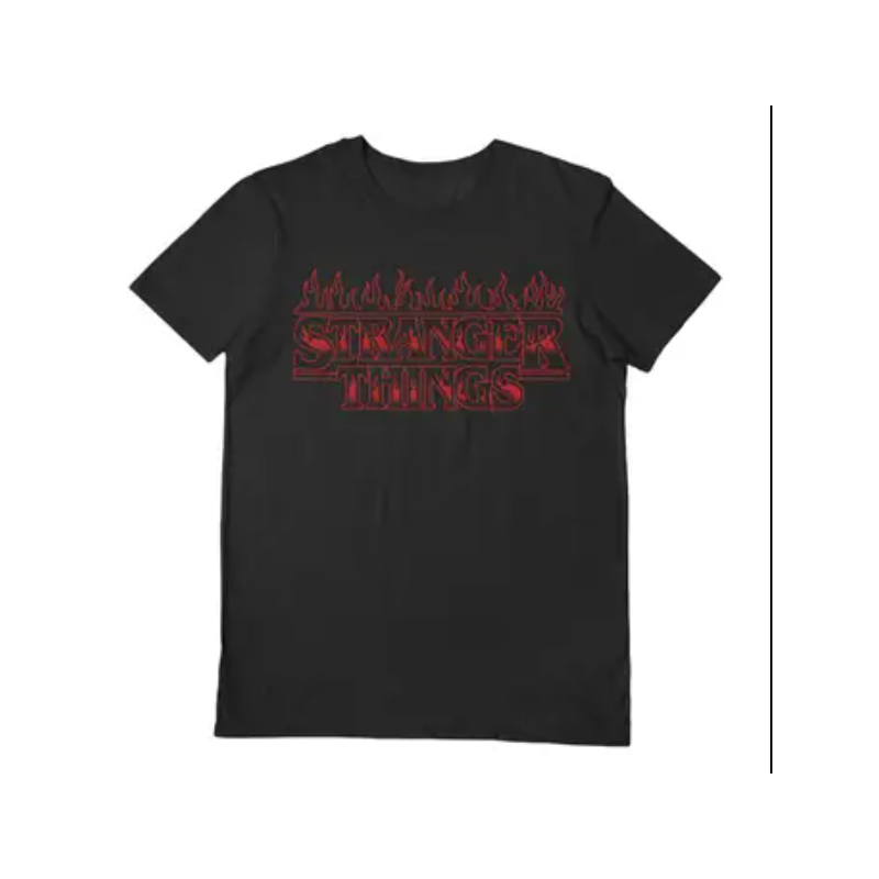 Tee-shirt noir avec logo flamme Stranger Things - XXL
