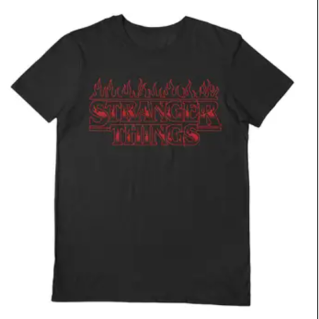 Tee-shirt noir avec logo flamme Stranger Things - XXL