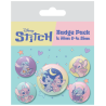 LOT DE 5 BADGES  STITCH & ANGEL  - SPACE ROCKS
