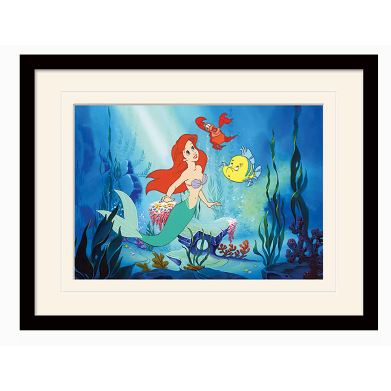 Affiche Ariel la Petite Sirène avec encadrement noir - Disney