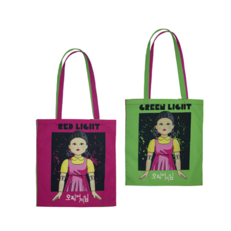 Sac fourre-tout rouge clair, vert clair The Squid Game